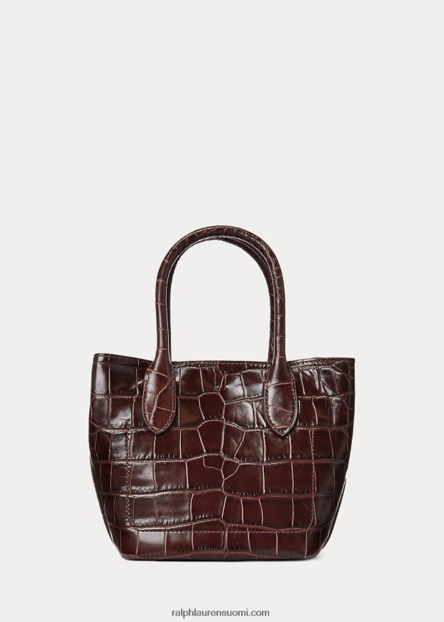 Ralph Lauren naiset kohokuvioitu mini bellport-laukku 0Z24ZR5209 suklaa