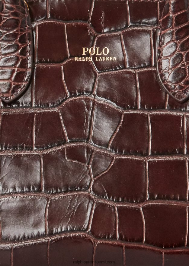 Ralph Lauren naiset kohokuvioitu mini bellport-laukku 0Z24ZR5209 suklaa