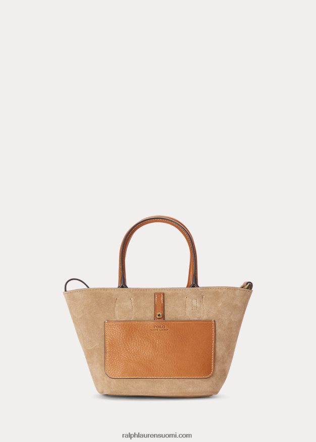 Ralph Lauren naiset mokkanahkainen mini bellport-laukku 0Z24ZR5210 kaneli