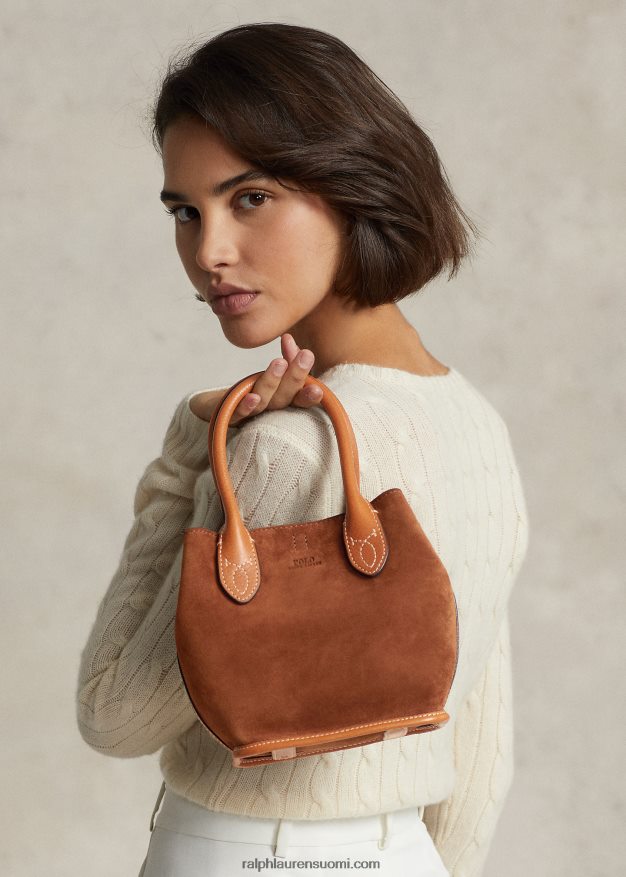 Ralph Lauren naiset mokkanahkainen mini bellport-laukku 0Z24ZR5210 kaneli