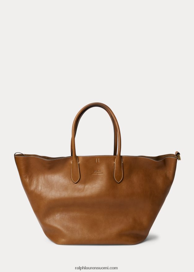 Ralph Lauren naiset nahkainen iso bellport-laukku 0Z24ZR5221 Cuoio