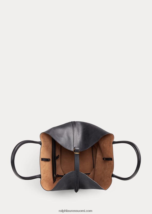 Ralph Lauren naiset nahkainen iso bellport-laukku 0Z24ZR5222 musta