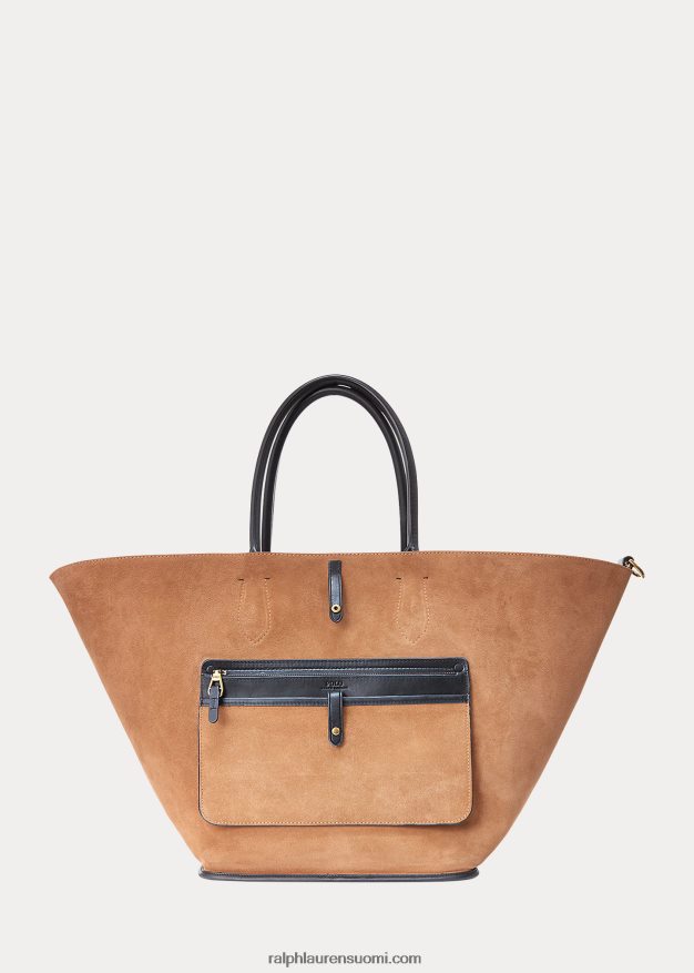 Ralph Lauren naiset nahkainen iso bellport-laukku 0Z24ZR5222 musta
