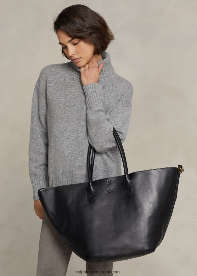 Ralph Lauren naiset nahkainen iso bellport-laukku 0Z24ZR5222 musta