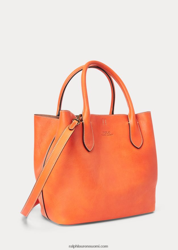 Ralph Lauren naiset nahkainen keskikokoinen bellport-laukku 0Z24ZR5218 kaki