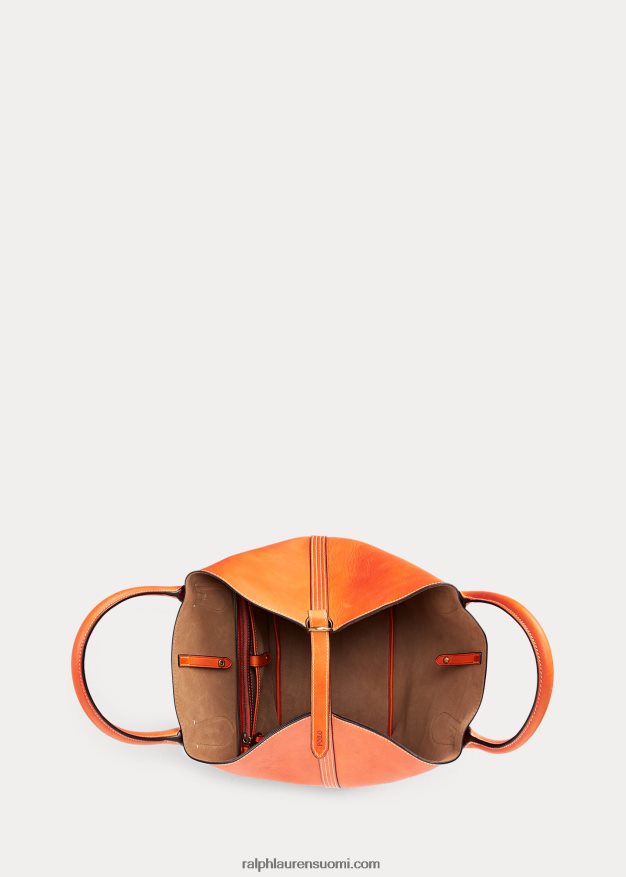 Ralph Lauren naiset nahkainen keskikokoinen bellport-laukku 0Z24ZR5218 kaki