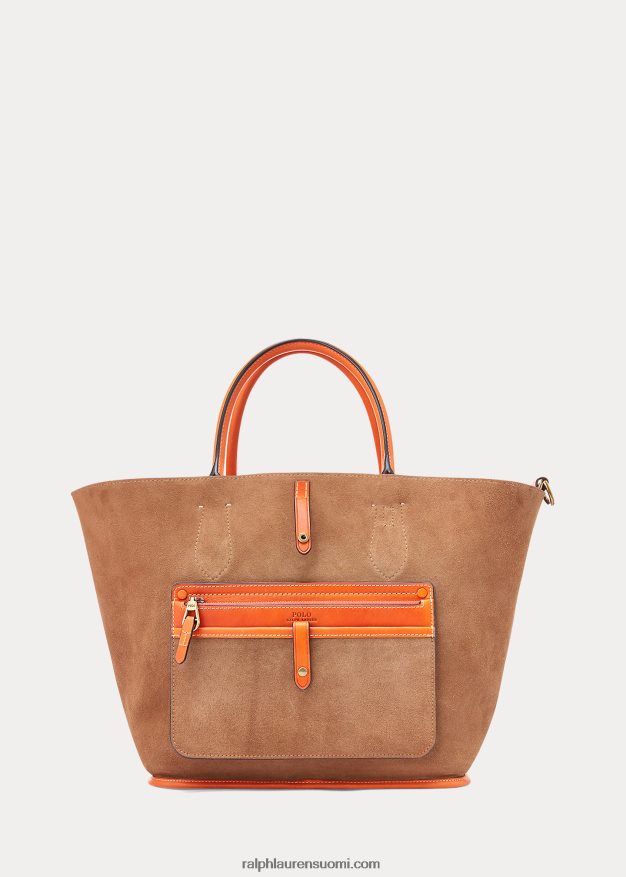 Ralph Lauren naiset nahkainen keskikokoinen bellport-laukku 0Z24ZR5218 kaki