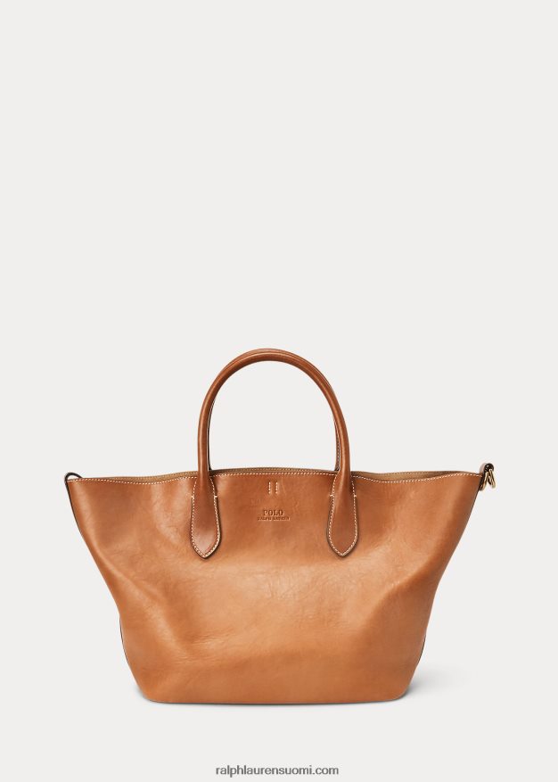 Ralph Lauren naiset nahkainen keskikokoinen bellport-laukku 0Z24ZR9723 Cuoio