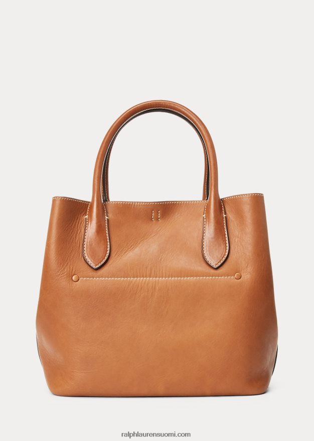 Ralph Lauren naiset nahkainen keskikokoinen bellport-laukku 0Z24ZR9723 Cuoio