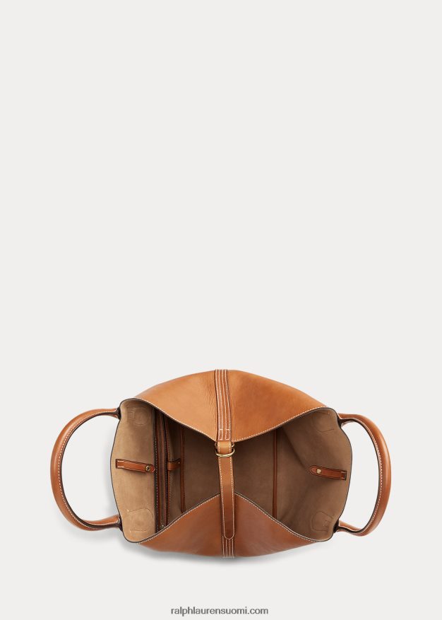 Ralph Lauren naiset nahkainen keskikokoinen bellport-laukku 0Z24ZR9723 Cuoio
