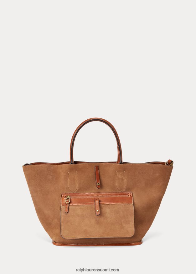 Ralph Lauren naiset nahkainen keskikokoinen bellport-laukku 0Z24ZR9723 Cuoio