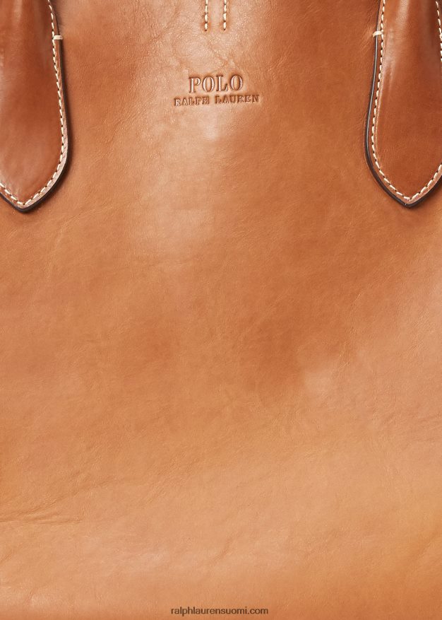 Ralph Lauren naiset nahkainen keskikokoinen bellport-laukku 0Z24ZR9723 Cuoio