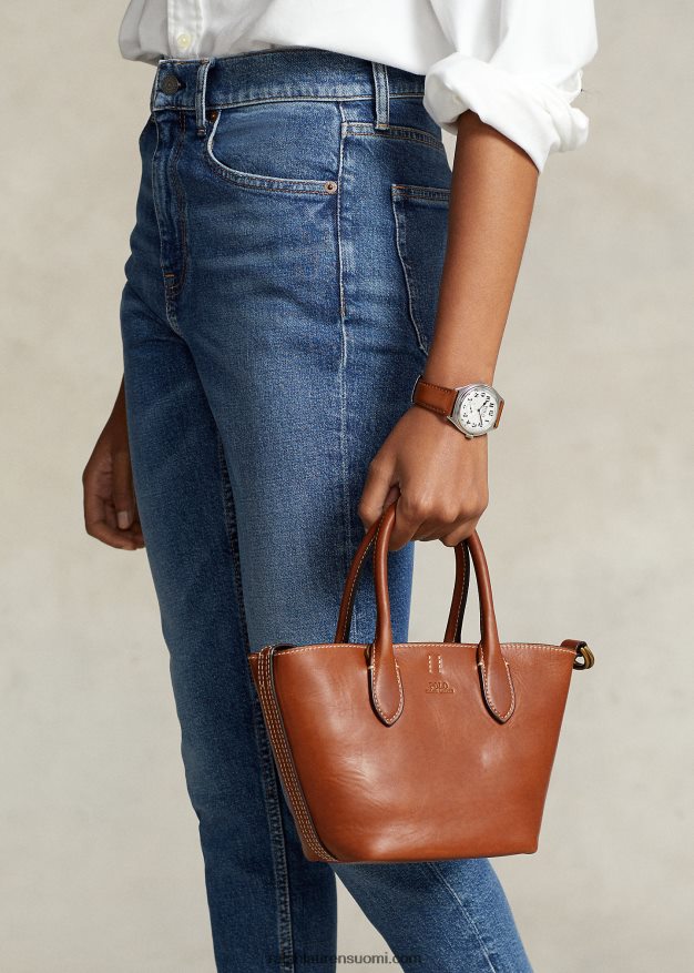 Ralph Lauren naiset nahkainen mini bellport-laukku 0Z24ZR5205 Cuoio