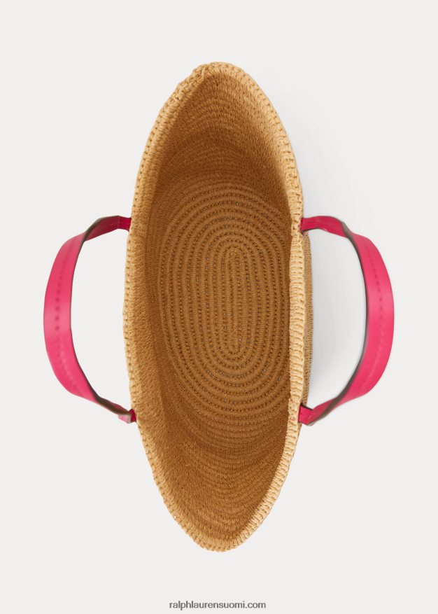 Ralph Lauren naiset nahkaverhoiltu olki iso brie-laukku 0Z24ZR5422 luonnollinen/urheilu pinkki