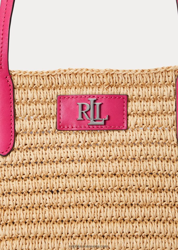 Ralph Lauren naiset nahkaverhoiltu olki iso brie-laukku 0Z24ZR5422 luonnollinen/urheilu pinkki