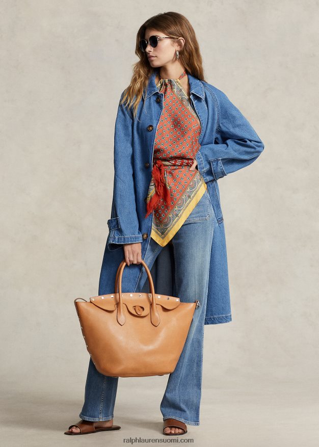 Ralph Lauren naiset nastoitettu vachetta medium bellport -laukku 0Z24ZR5215 luonnollinen