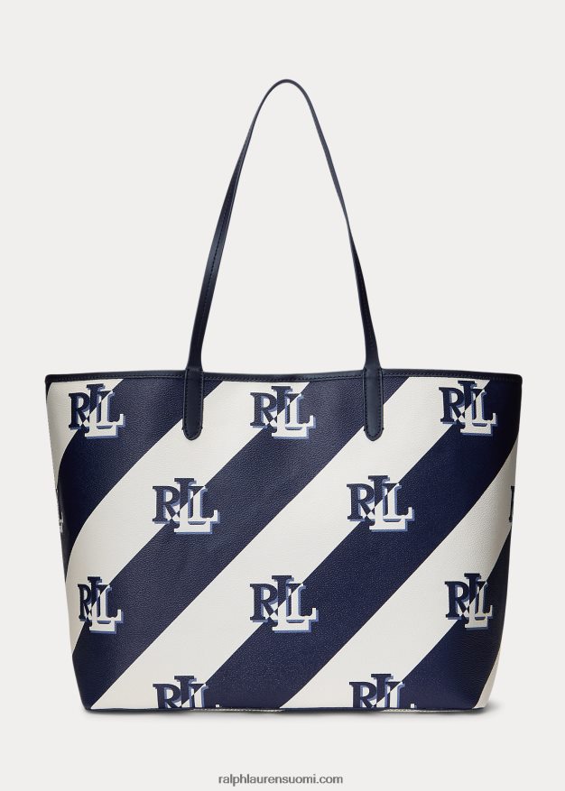 Ralph Lauren naiset päällystetty kangas iso collins tote 0Z24ZR5419 hienostunut laivasto