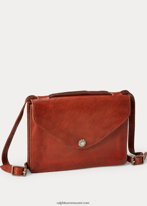 Ralph Lauren naiset napsautettu nahkalaukku 0Z24ZR5153 tumman ruskea