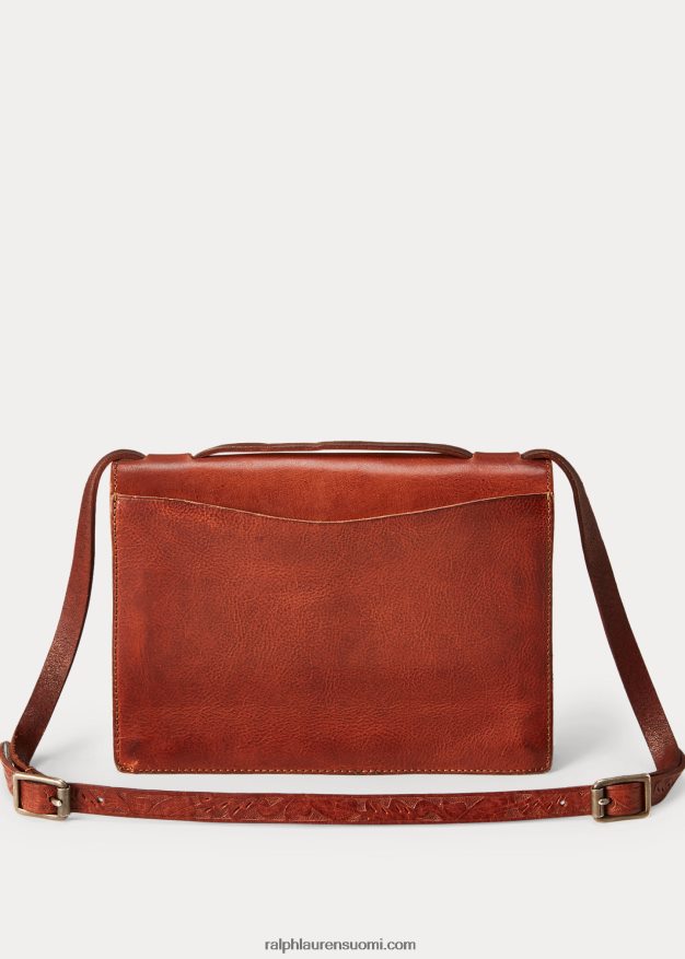 Ralph Lauren naiset napsautettu nahkalaukku 0Z24ZR5153 tumman ruskea