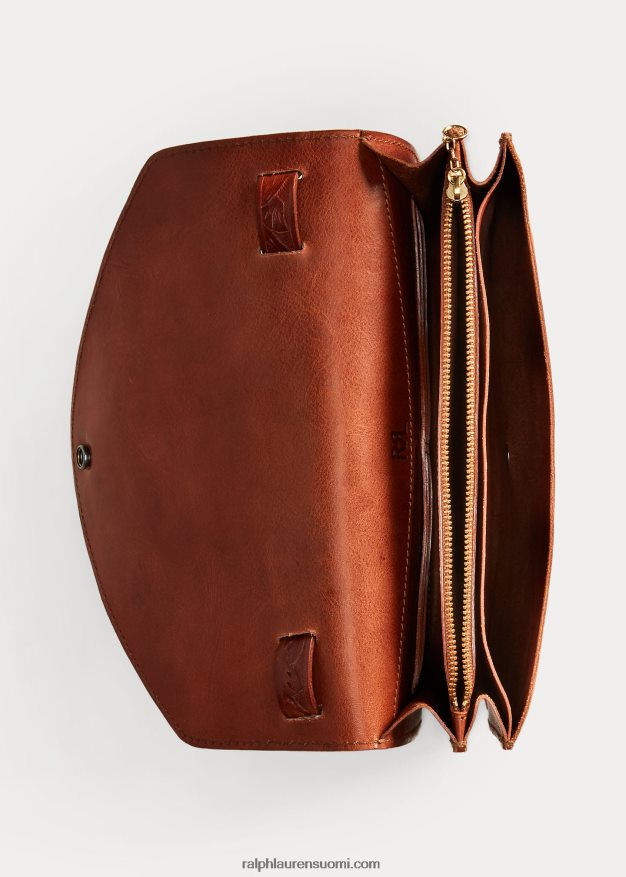 Ralph Lauren naiset napsautettu nahkalaukku 0Z24ZR5153 tumman ruskea