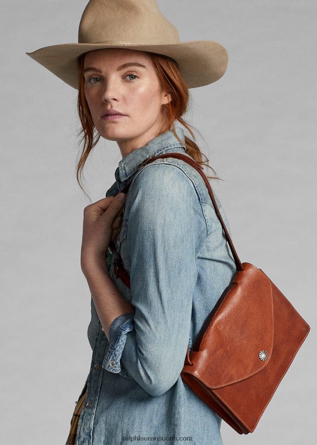 Ralph Lauren naiset napsautettu nahkalaukku 0Z24ZR5153 tumman ruskea