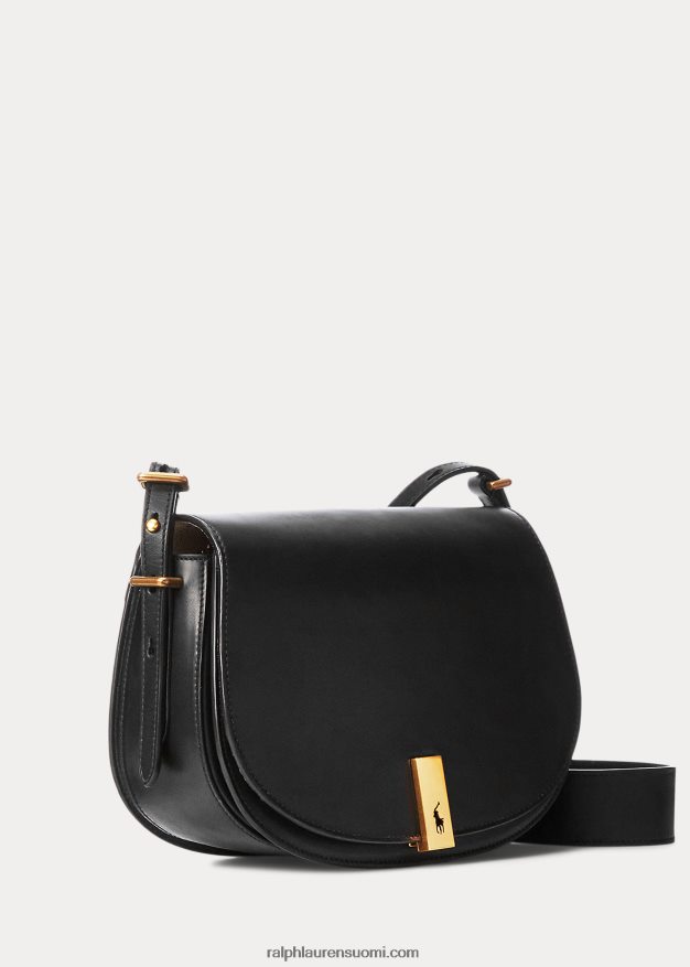 Ralph Lauren naiset polo id vasikanahkainen satulalaukku 0Z24ZR5164 musta