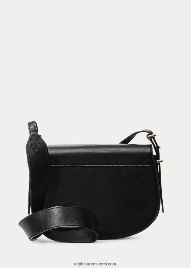 Ralph Lauren naiset polo id vasikanahkainen satulalaukku 0Z24ZR5164 musta