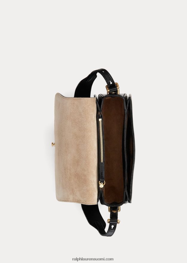 Ralph Lauren naiset polo id vasikanahkainen satulalaukku 0Z24ZR5164 musta