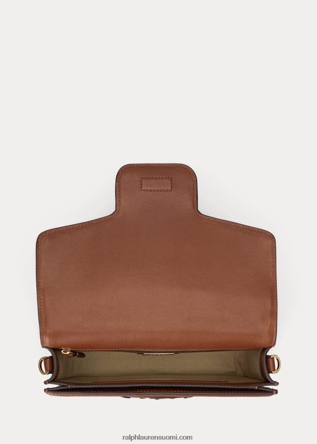 Ralph Lauren naiset raidallinen kangas keskikokoinen sydnee-laukku 0Z24ZR5387 rusketus/laivasto