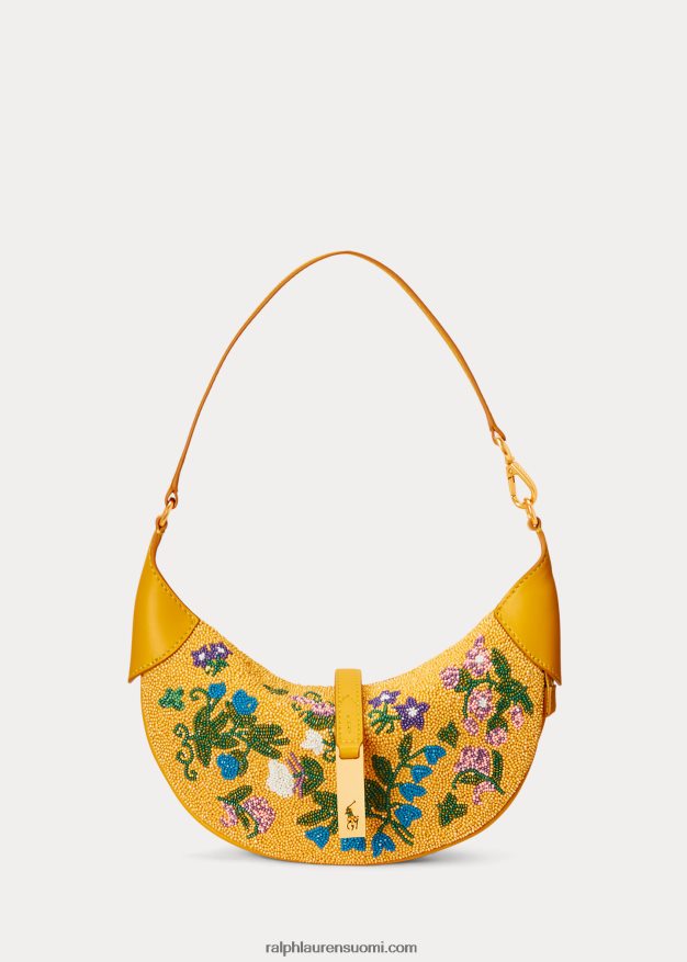 Ralph Lauren naiset Polo id kukkahelmillä koristeltu mini olkalaukku 0Z24ZR5138 sinappi multi