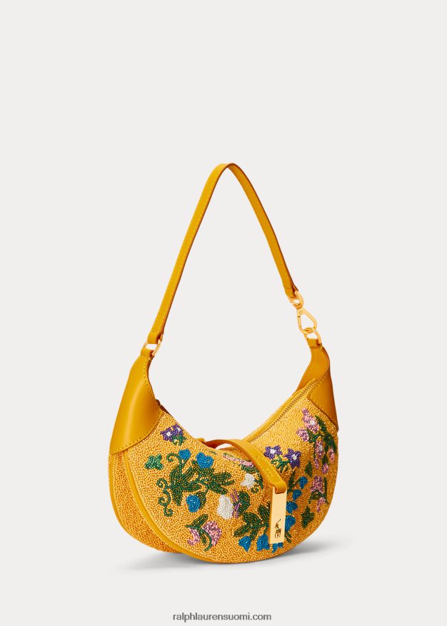 Ralph Lauren naiset Polo id kukkahelmillä koristeltu mini olkalaukku 0Z24ZR5138 sinappi multi