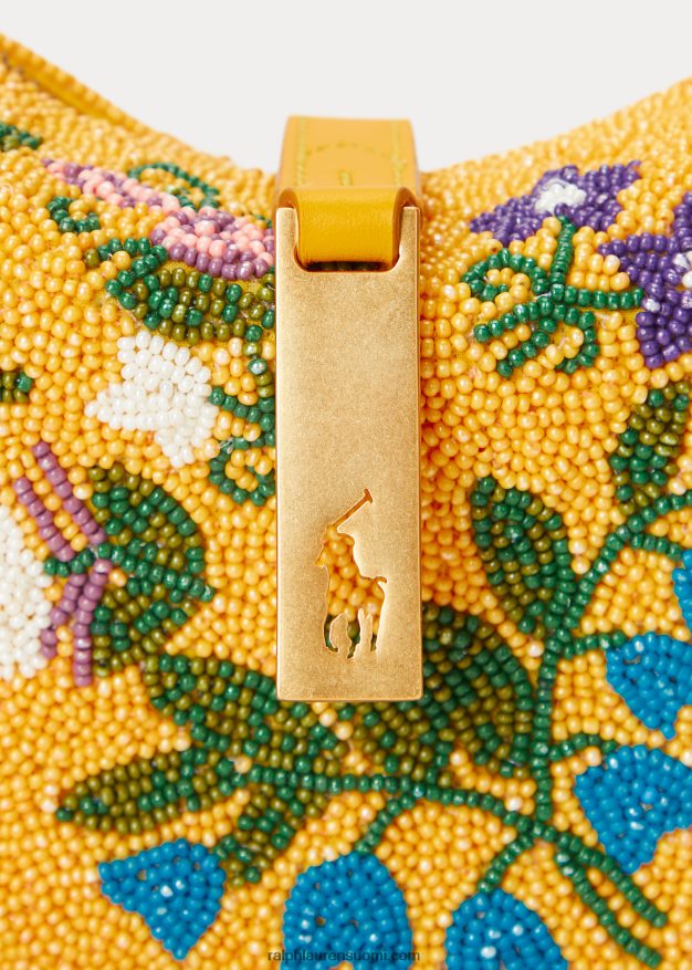 Ralph Lauren naiset Polo id kukkahelmillä koristeltu mini olkalaukku 0Z24ZR5138 sinappi multi