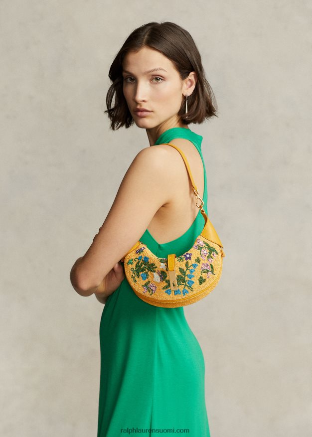 Ralph Lauren naiset Polo id kukkahelmillä koristeltu mini olkalaukku 0Z24ZR5138 sinappi multi