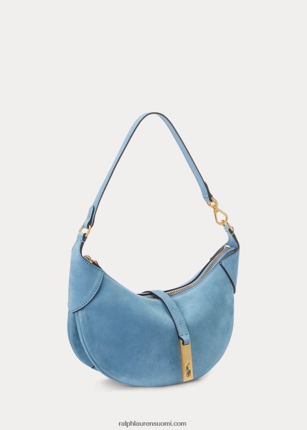 Ralph Lauren naiset Polo id mokkanahkainen miniolkalaukku 0Z24ZR5133 puuterinsininen