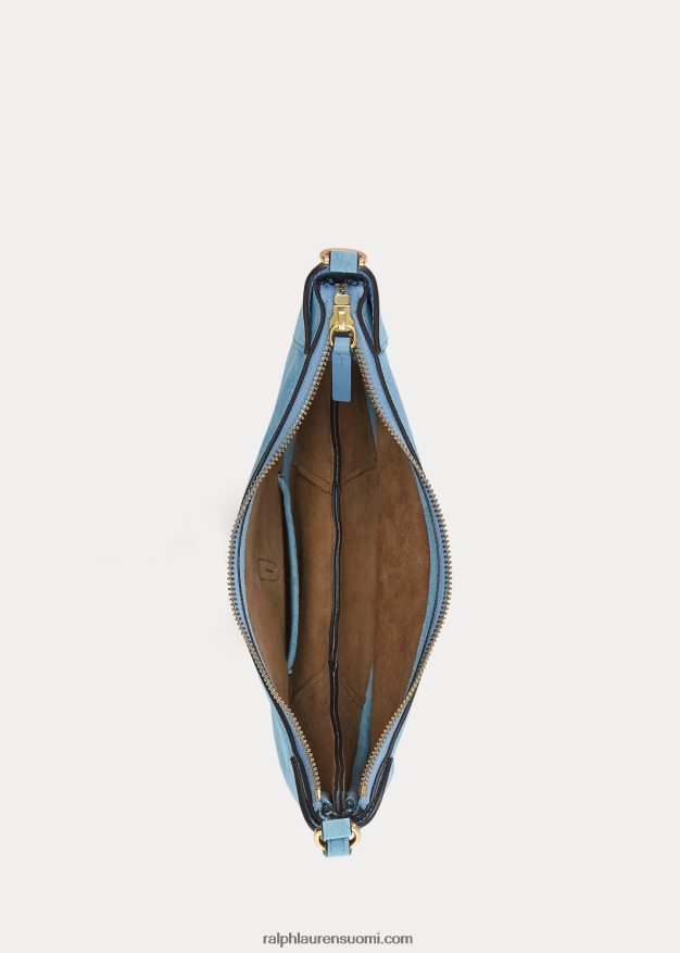 Ralph Lauren naiset Polo id mokkanahkainen miniolkalaukku 0Z24ZR5133 puuterinsininen