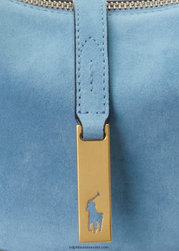 Ralph Lauren naiset Polo id mokkanahkainen miniolkalaukku 0Z24ZR5133 puuterinsininen