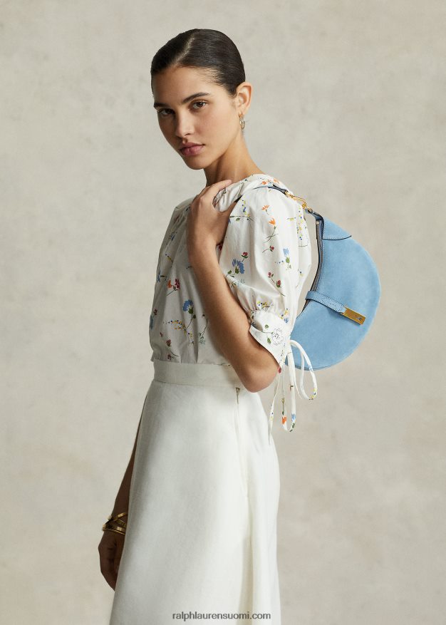 Ralph Lauren naiset Polo id mokkanahkainen miniolkalaukku 0Z24ZR5133 puuterinsininen