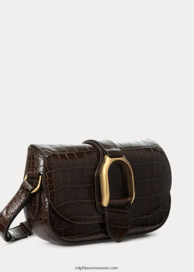 Ralph Lauren naiset alligaattori welington olkalaukku 0Z24ZR5282 tumman ruskea