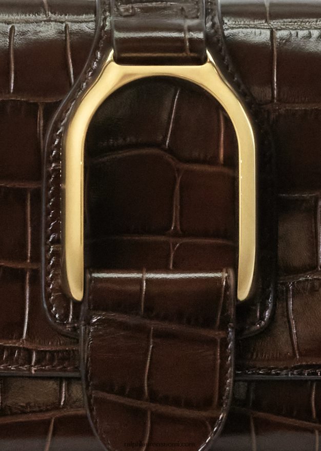 Ralph Lauren naiset alligaattori welington olkalaukku 0Z24ZR5282 tumman ruskea
