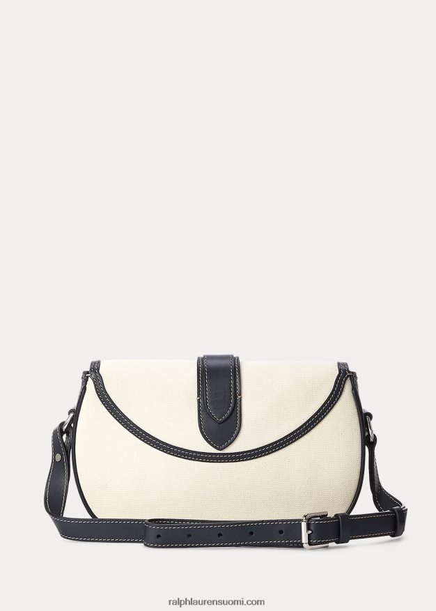 Ralph Lauren naiset kangas- ja vasikanahkainen welington-olkalaukku 0Z24ZR5274 luonnollinen/laivasto