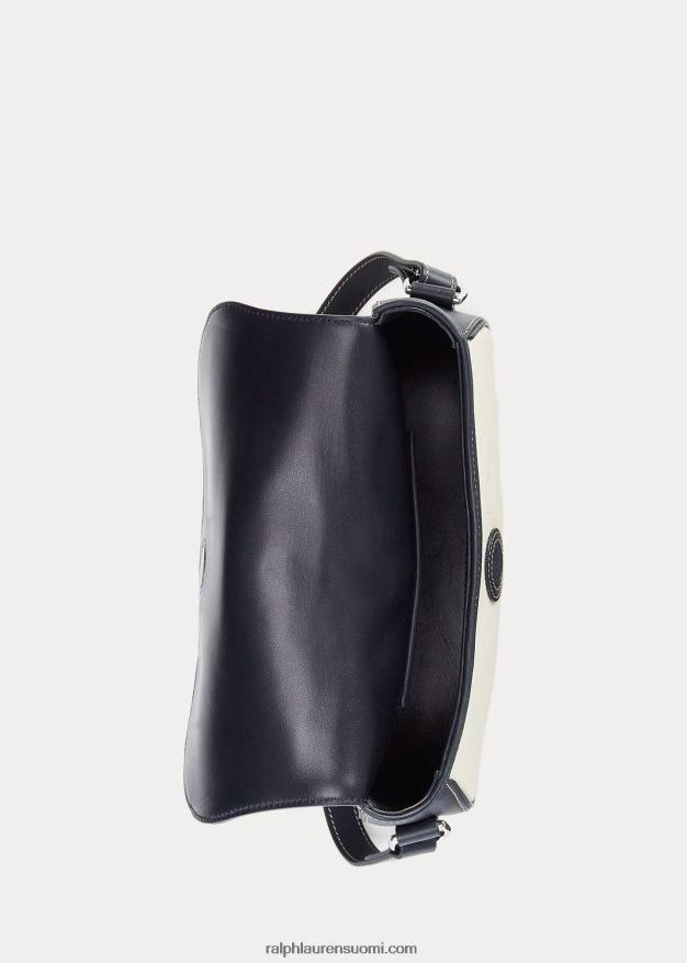 Ralph Lauren naiset kangas- ja vasikanahkainen welington-olkalaukku 0Z24ZR5274 luonnollinen/laivasto