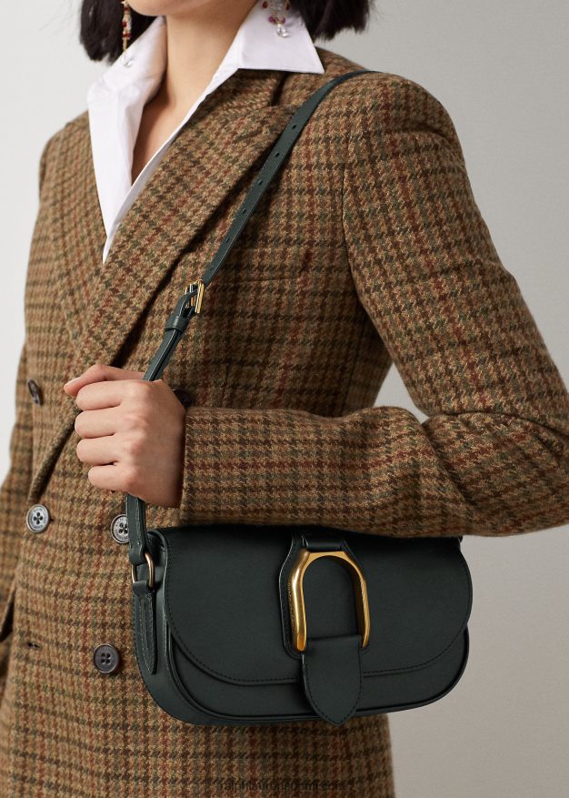 Ralph Lauren naiset kiillotettu welington-olkalaukku 0Z24ZR5284 kilpa-vihreä