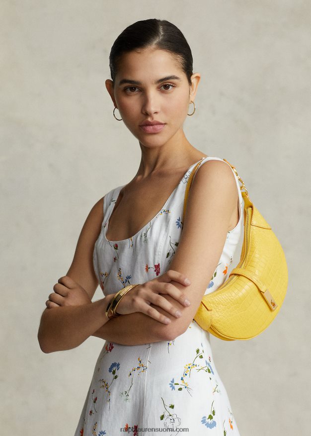 Ralph Lauren naiset kohokuvioitu polo id mini olkalaukku 0Z24ZR5137 sinappi