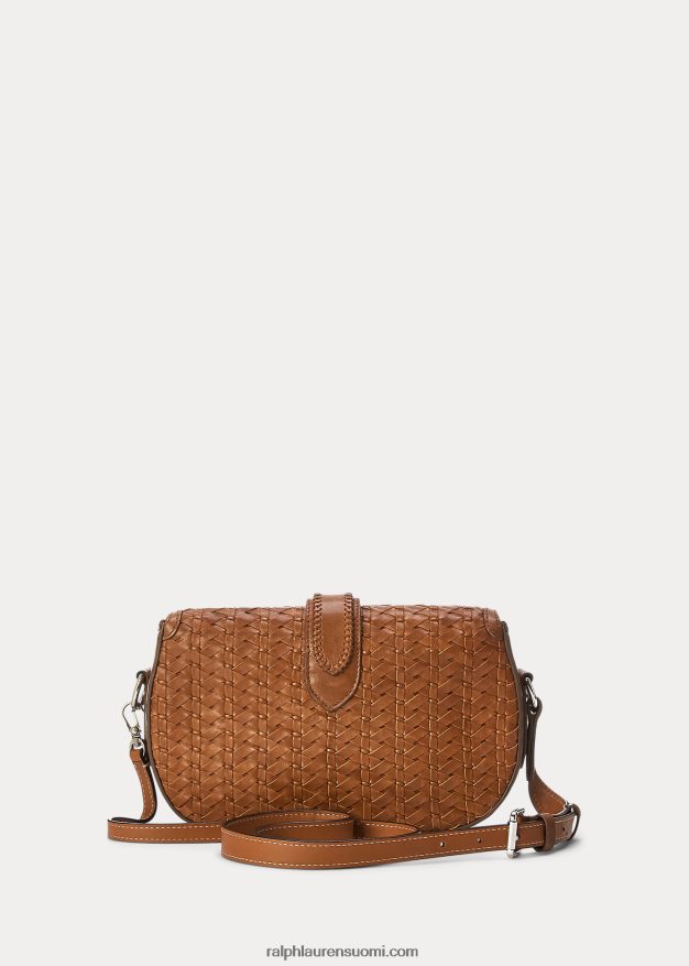 Ralph Lauren naiset kudottu vasikannahkainen welington-olkalaukku 0Z24ZR5273 rusketus