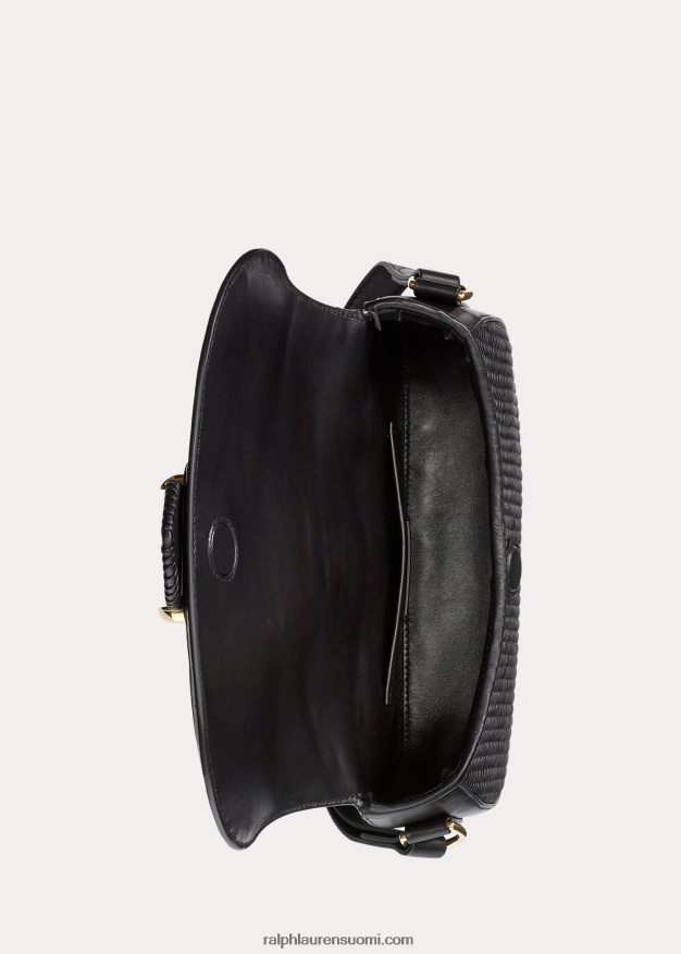 Ralph Lauren naiset kudottu vasikannahkainen welington-olkalaukku 0Z24ZR5283 musta