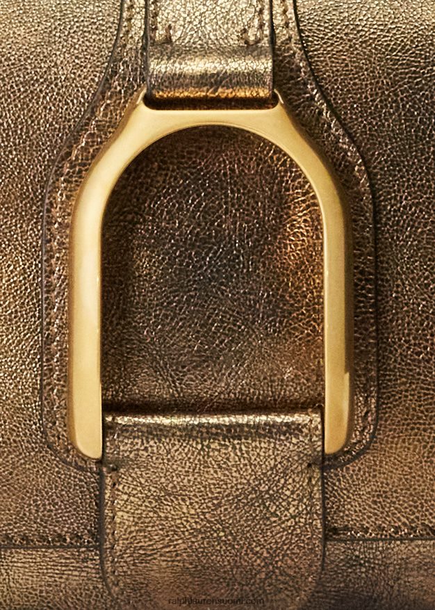 Ralph Lauren naiset metallinen vasikanahkainen welington-olkalaukku 0Z24ZR5271 pronssi
