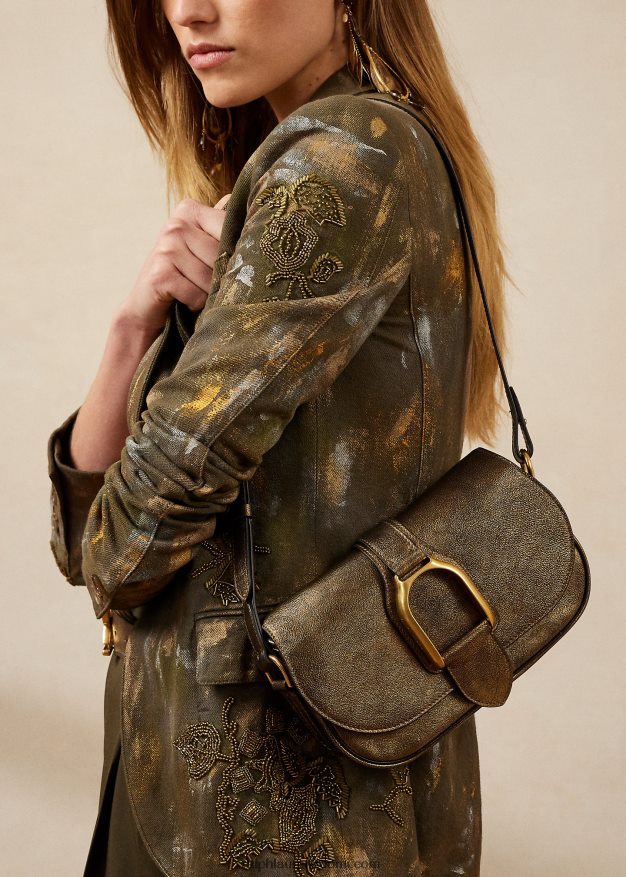 Ralph Lauren naiset metallinen vasikanahkainen welington-olkalaukku 0Z24ZR5271 pronssi