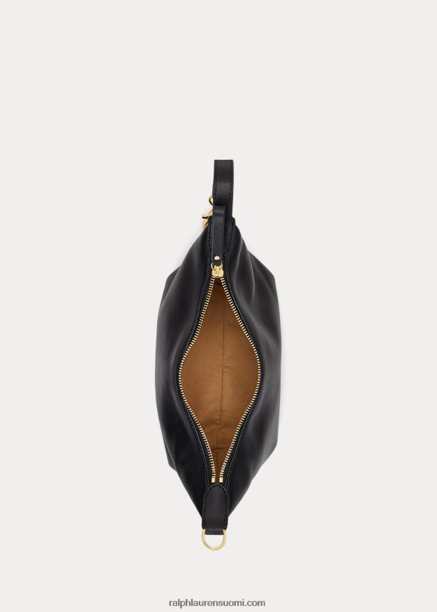 Ralph Lauren naiset nahkainen pieni kassie-olkalaukku 0Z24ZR5388 musta