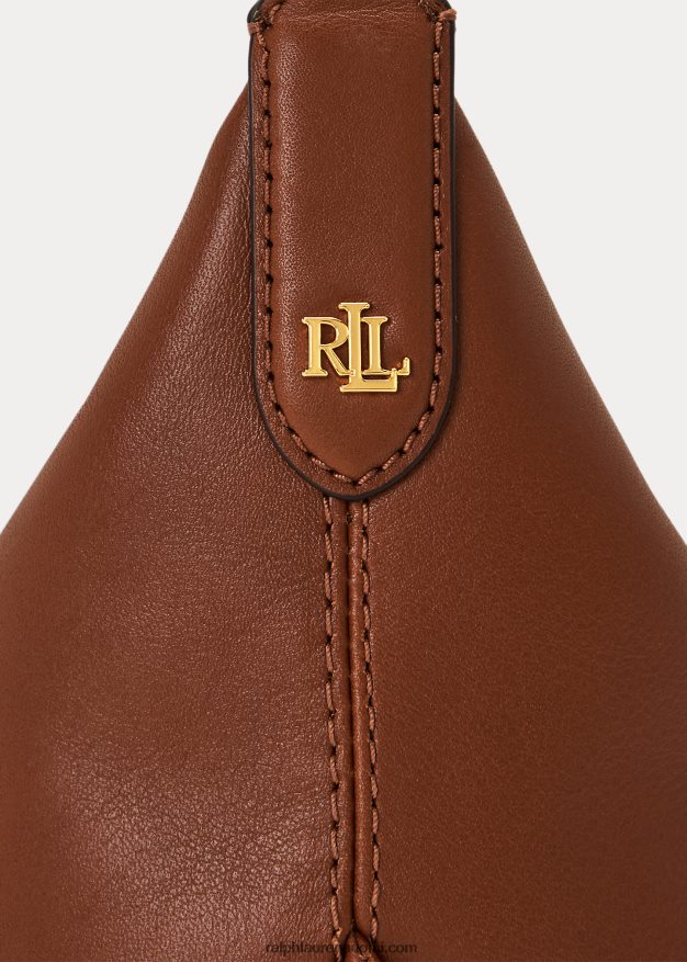 Ralph Lauren naiset nahkainen pieni kassie-olkalaukku 0Z24ZR5389 rusketus