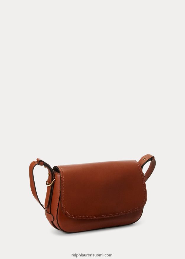 Ralph Lauren naiset nahkainen pieni maddy-olkalaukku 0Z24ZR5156 rusketus